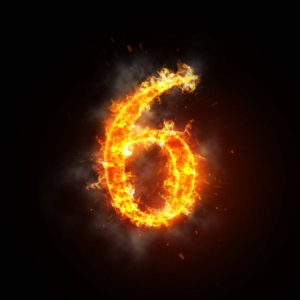 istock Fire number 6 of burning flame. Halloween concept. 841445750