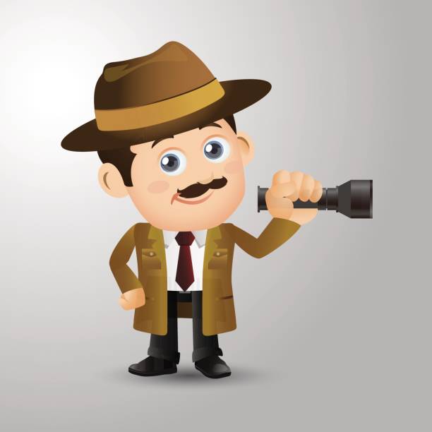 ilustrações, clipart, desenhos animados e ícones de conjunto de pessoas - profissão - detetive - crime flashlight detective symbol