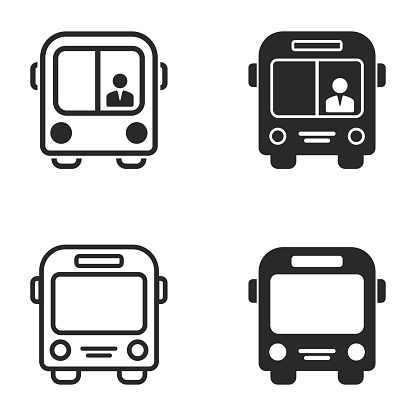 Bus vector icons set. Illustration isolated for graphic and web design.