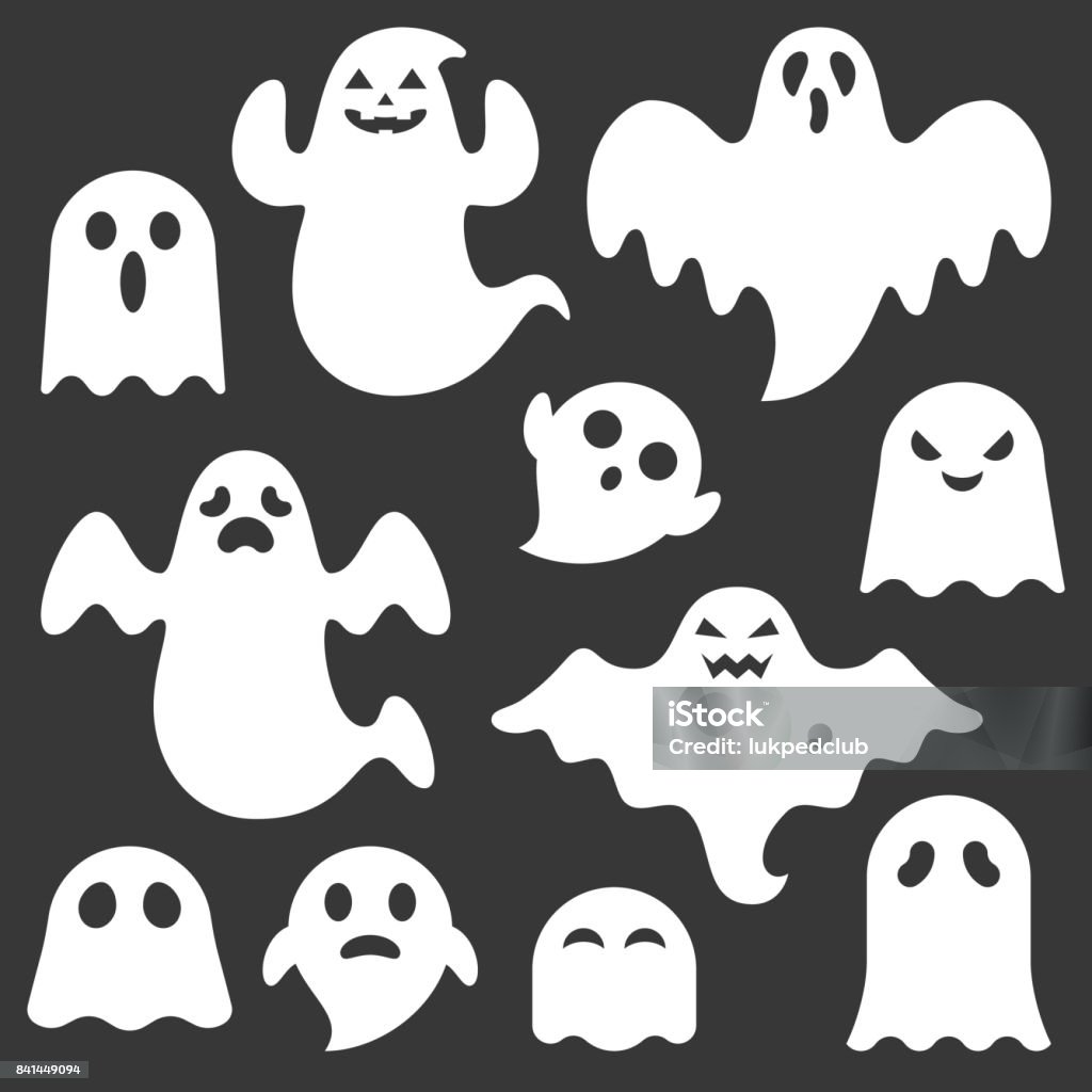 set of cute ghost creation kit, changeable face, flat design vector for halloween Ghost stock vector