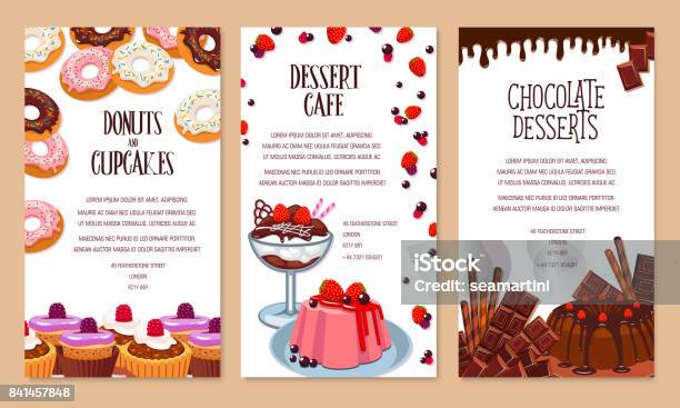 Vector Poster Template For Bakery Shop Desserts Stock Illustration - Download Image Now - Chocolate, Baked Pastry Item, Bakery