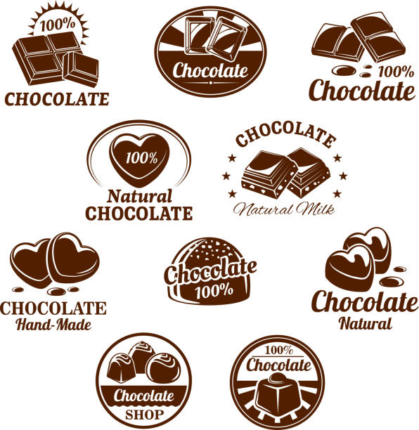 ikony wektorowe ustawione na desery czekoladowe - wafer waffle isolated food stock illustrations