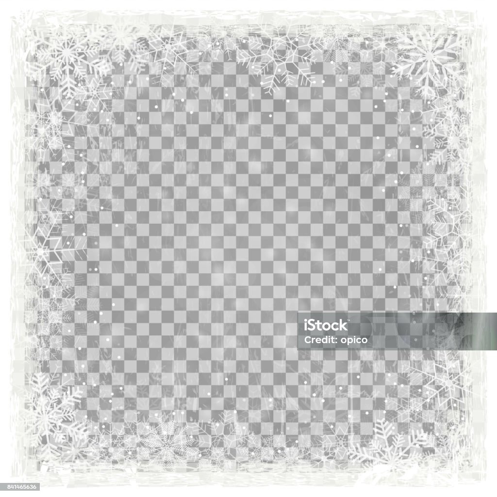 grunge christmas background with vector transparency abstract background with shiny stars, snow flakes and white grunge frame showing transparency in vector file Border - Frame stock vector