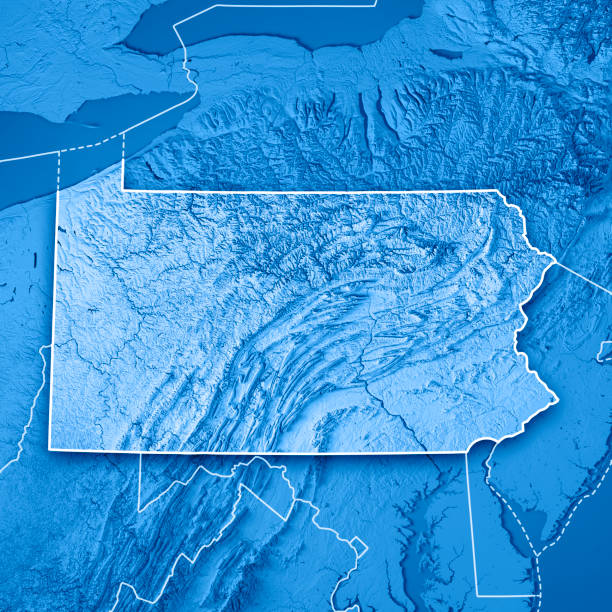 istock Pennsylvania State USA 3D Render Topographic Map Blue Border 841466422
