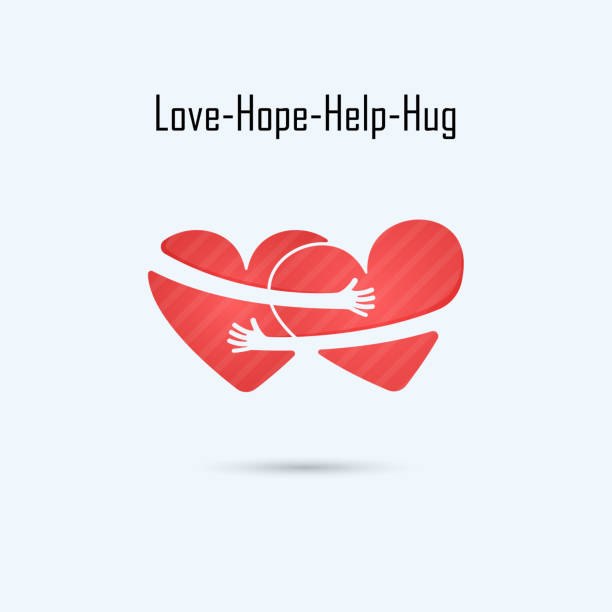 LOVE-HOPE-HELP-HUG vector icon design template.Aid & love icon.Wedding sign.Bridegroom & Bride icon idea concept.Family,man & woman,boy & girl,Boyfriend & girlfriend.Love & Heart Care icon.Heart shape and healthcare & medical concept. vector art illustration