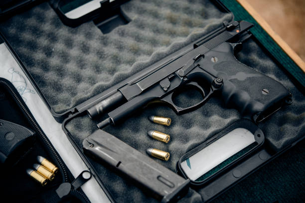 istock The gun and gun Short black pistol 841470994