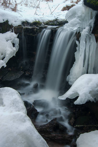 istock A waterfall in a winter, photographed with a long exposure 841474928