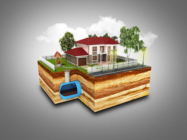 istock concept of Sewerage in a private house 3d render on white 841475522