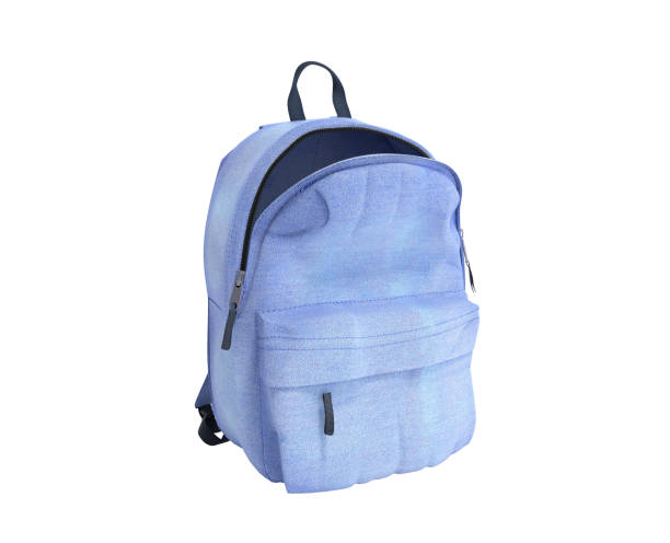 open Backpack bag school 3d render on white gradient stock photo