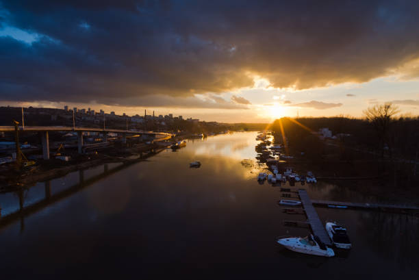 istock Sunset over Ada marine channel in Belgrade 841479134