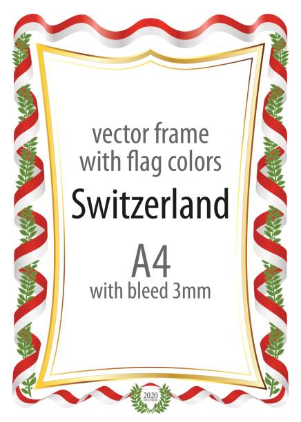 illustrazioni stock, clip art, cartoni animati e icone di tendenza di cornice e bordo del nastro con i colori della bandiera svizzera - people in the background swiss culture swiss flag switzerland