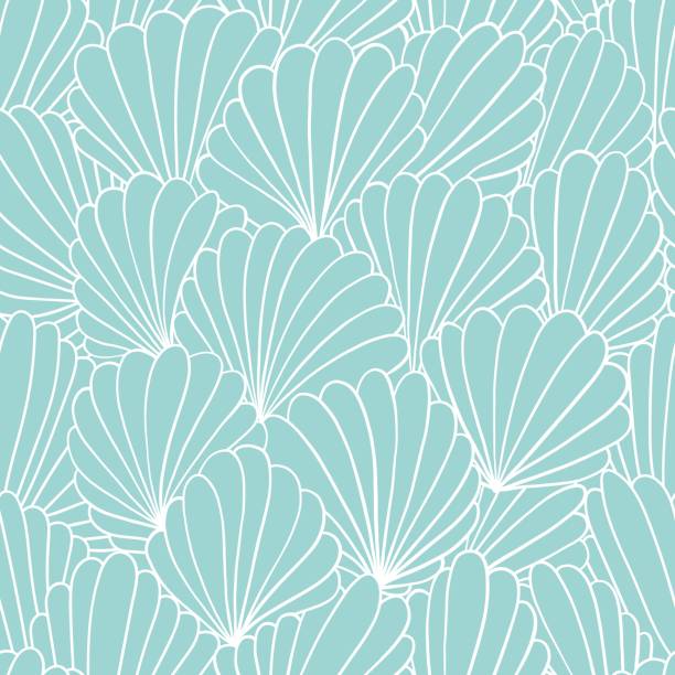 Seamless pattern background with abstract shell ornaments. Hand drawn illustration Seamless pattern background with abstract shell ornaments. Hand drawn illustration seashell stock illustrations