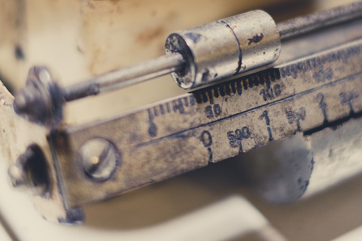 old scale closeup , vintage scale macro