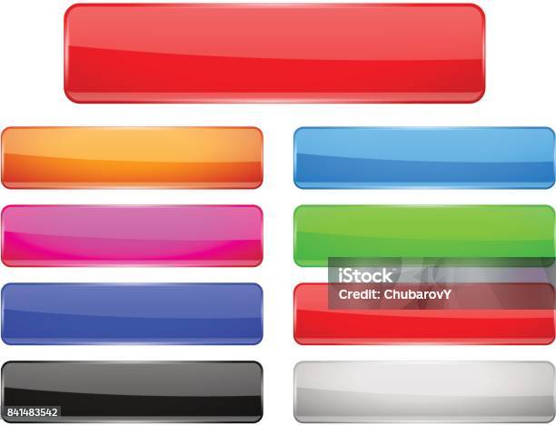 Rectangle Glass Menu Buttons Colored Set Stock Illustration - Download ...