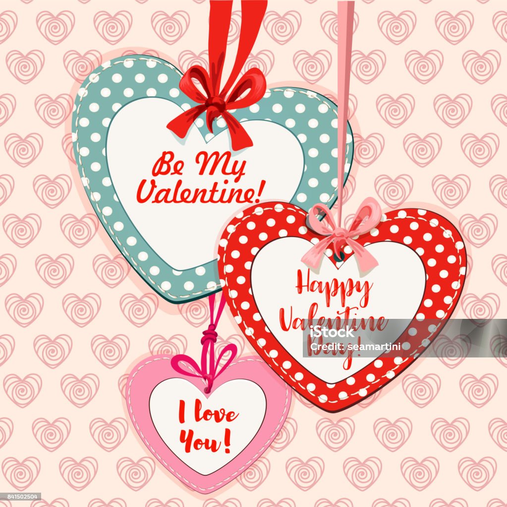 Valentine Day Heart Shaped Greeting Card Design Stock Illustration ...