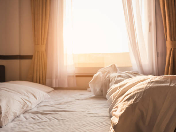 istock Bed Pillows Mattress Hotel unmade Bedroom 841502776