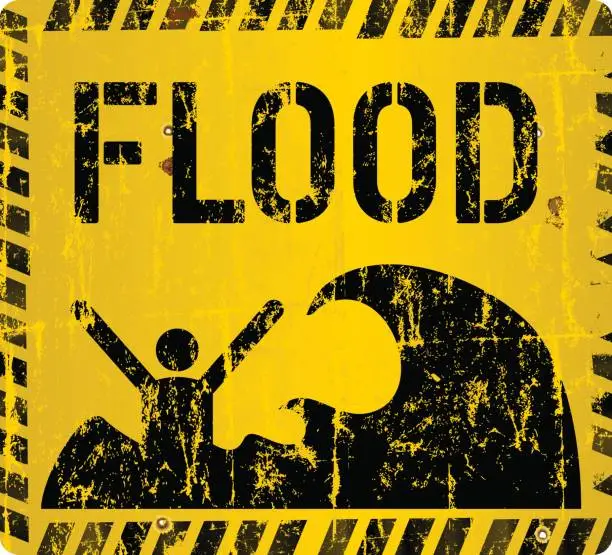 Vector illustration of flood warning sign, vector