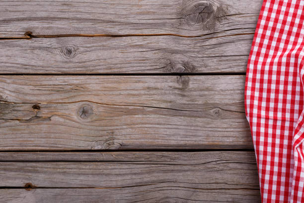 istock Towel on a wooden background. Top view with copy space 841511184