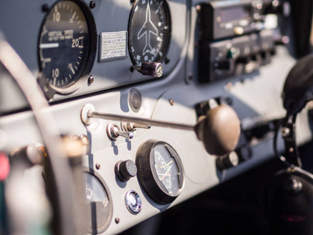 istock Inside view in cockpit of small airplane 841523014