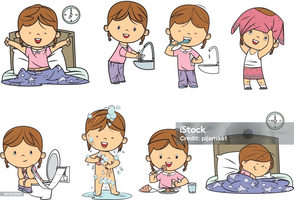 daily routines Vector daily routines Child stock vector