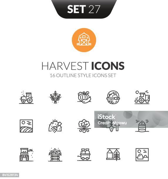 Outline Black Icons Set In Thin Modern Design Style Stock Illustration - Download Image Now