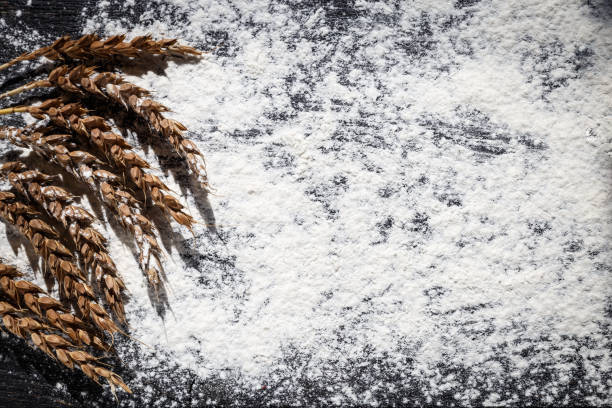 istock rye and flour close up against a black  background 841529794