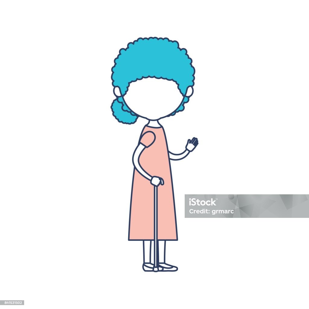 Ilustración de Mujer Mayor De Cuerpo Completo De Caricatura Sin Rostro Con  Vestido En Bastón Con Peinado De Lado Moño Rizado En Silueta De Color  Sección y más Vectores Libres de Derechos