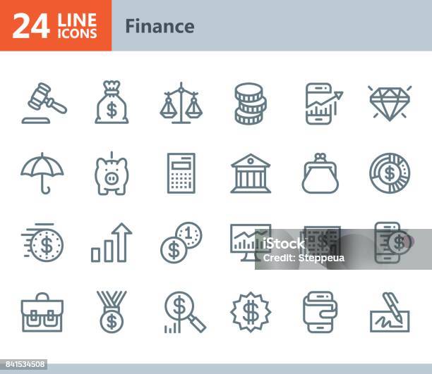 Finance Line Vector Icons Stock Illustration - Download Image Now - Icon Symbol, Economy, Logo