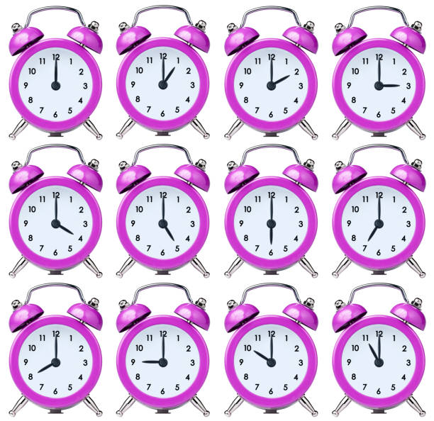 istock Set vintage clock alarm one for each hour 841539720