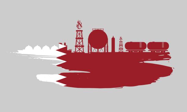 Energy and Power icons set. Brush stroke Energy and Power icons set and grunge brush stroke. Design concept of natural gas industry. Flag of the Qatar lng liquid natural gas stock illustrations