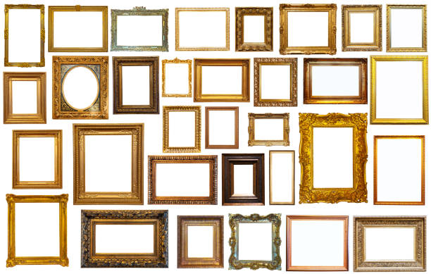 istock set of golden art frames 841544456