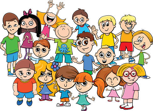 Children Characters Group Cartoon Illustration Stock Illustration -  Download Image Now - Boys, Cartoon, Characters - iStock