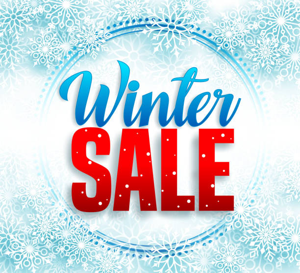 Winter Sale Vector Banner With Red Sale Text And Snow Stock Illustration -  Download Image Now - iStock