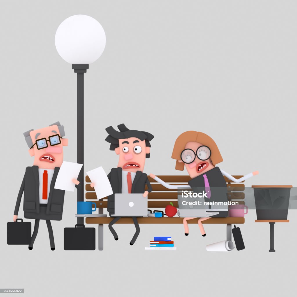 Teamwork Worry Worried Business Teamwork Working On A Park Bench Stock Illustration ...