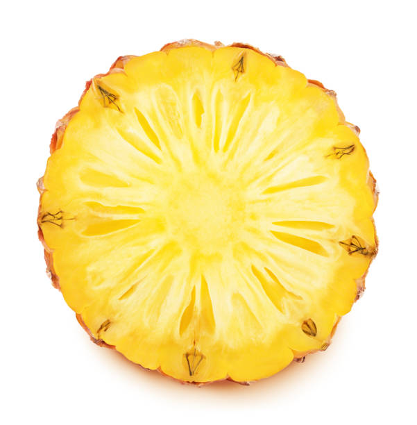 tranche d’ananas isolé sur un blanc. - isolated on white orange juice ripe leaf photos et images de collection