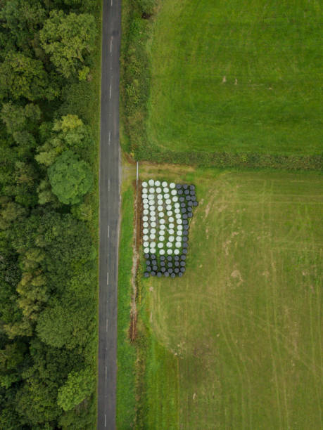 株式会社スライゴ、アイルランドの農村道路の空撮。 - landscape aerial view lumber industry agriculture ストックフォトと画像