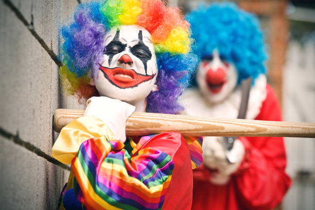 istock Creepy Clowns Lurking Around 841558002