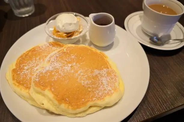 Ricotta hotcakes in cafe