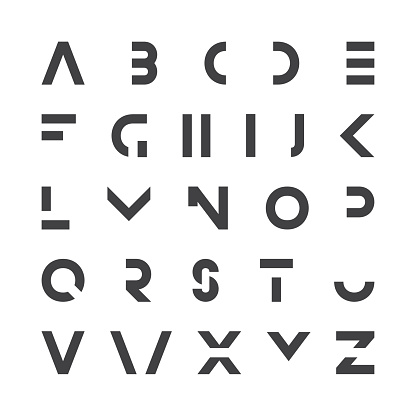 Simple modern font. Vector minimalistic english alphabet. Futuristic latin letters.