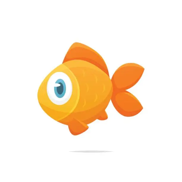 Vector illustration of Cute cartoon goldfish vector illustration