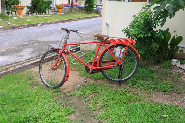 istock bicycle red  classic vintage  with copy space for add text 841580890