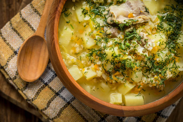 istock Soup with barley and chicken gizzards. 841587398