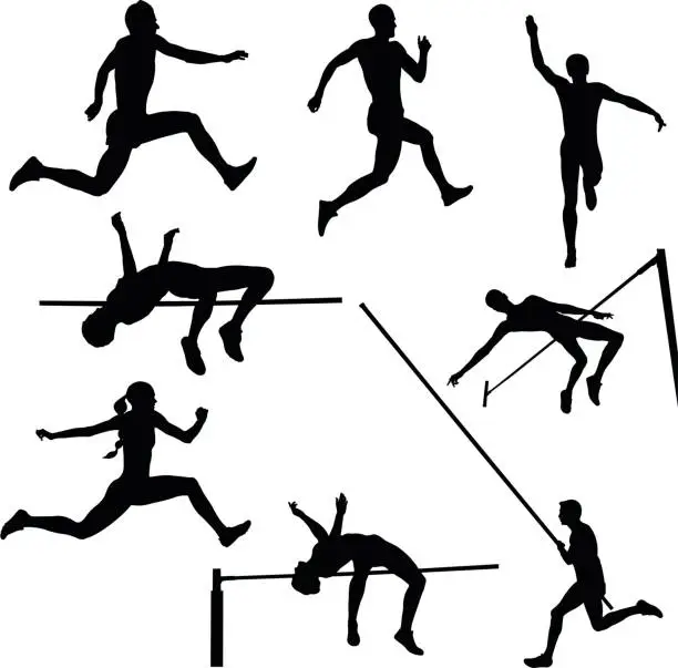 Vector illustration of set track and field sports