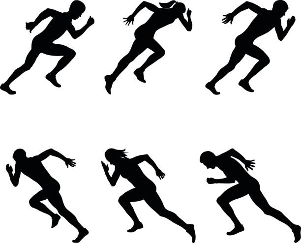 illustrations, cliparts, dessins animés et icônes de jeu d’athlétisme sprinteurs - starting block dathlétisme