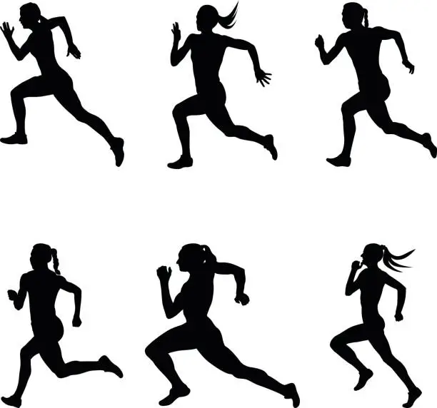 Vector illustration of set sprint woman runners
