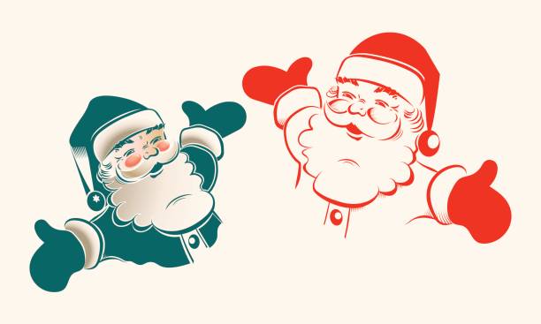 stockillustraties, clipart, cartoons en iconen met afbeelding van de kerstman, instellen - kerstman