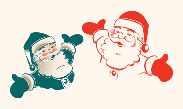 Illustration of Santa claus, set Christmas silhouette with Santa Claus with arms apart, set silhouette of a thanksgiving greetings stock illustrations