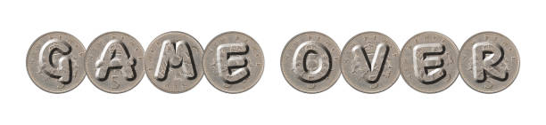 istock GAME OVER – five new pence coins on white background 841614278