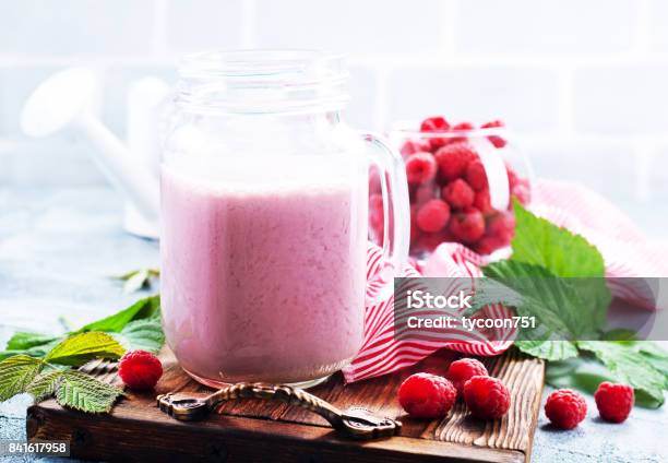 Raspberry Smoothie Stock Photo - Download Image Now - Breakfast, Cooking, Cup