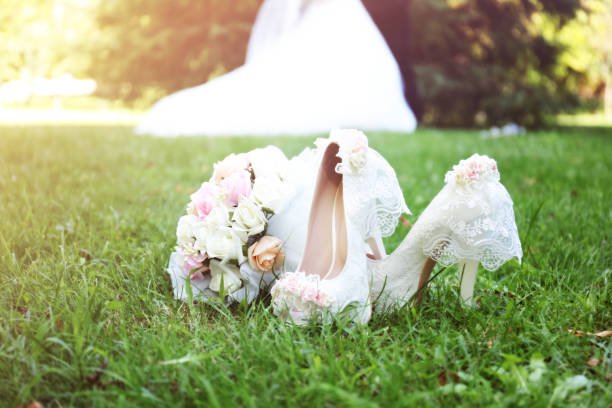 istock Wedding close up of white bridal bouquet 841621536